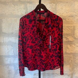 Tommy Hilfiger Red and Black Floral Blouse